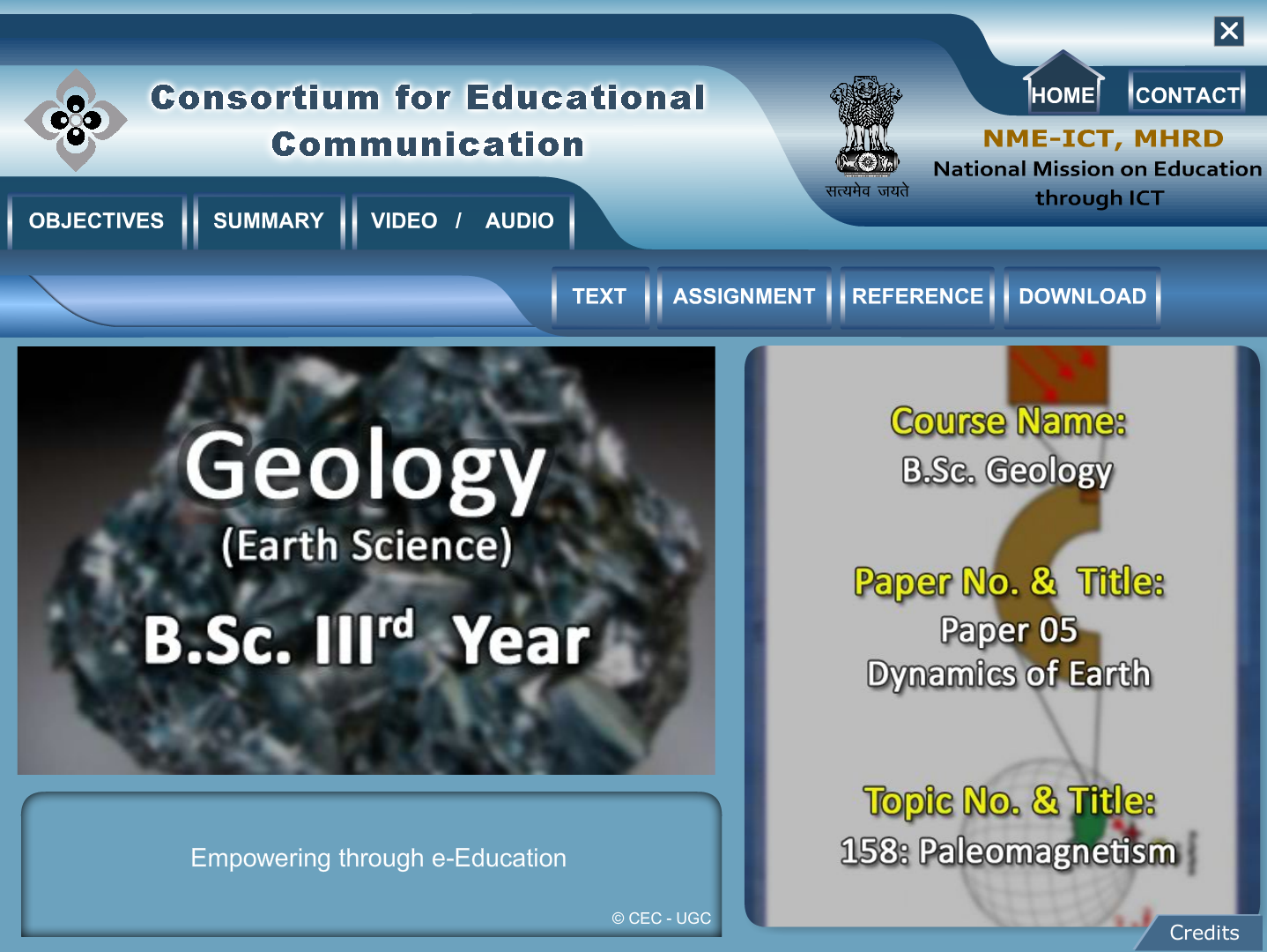 B.Sc. Geology (3-Year Programme) Videos and Text developed = 276 Nos.